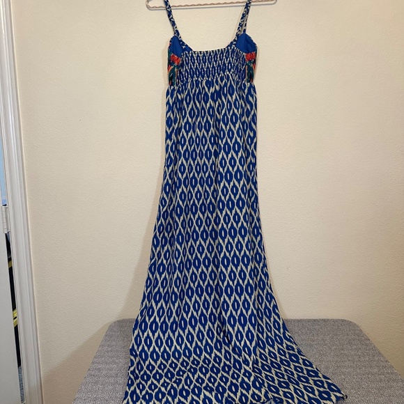 THML - Geographic Tribal Maxi Small Blue Diamond Boho Dress - Picture 2 of 5